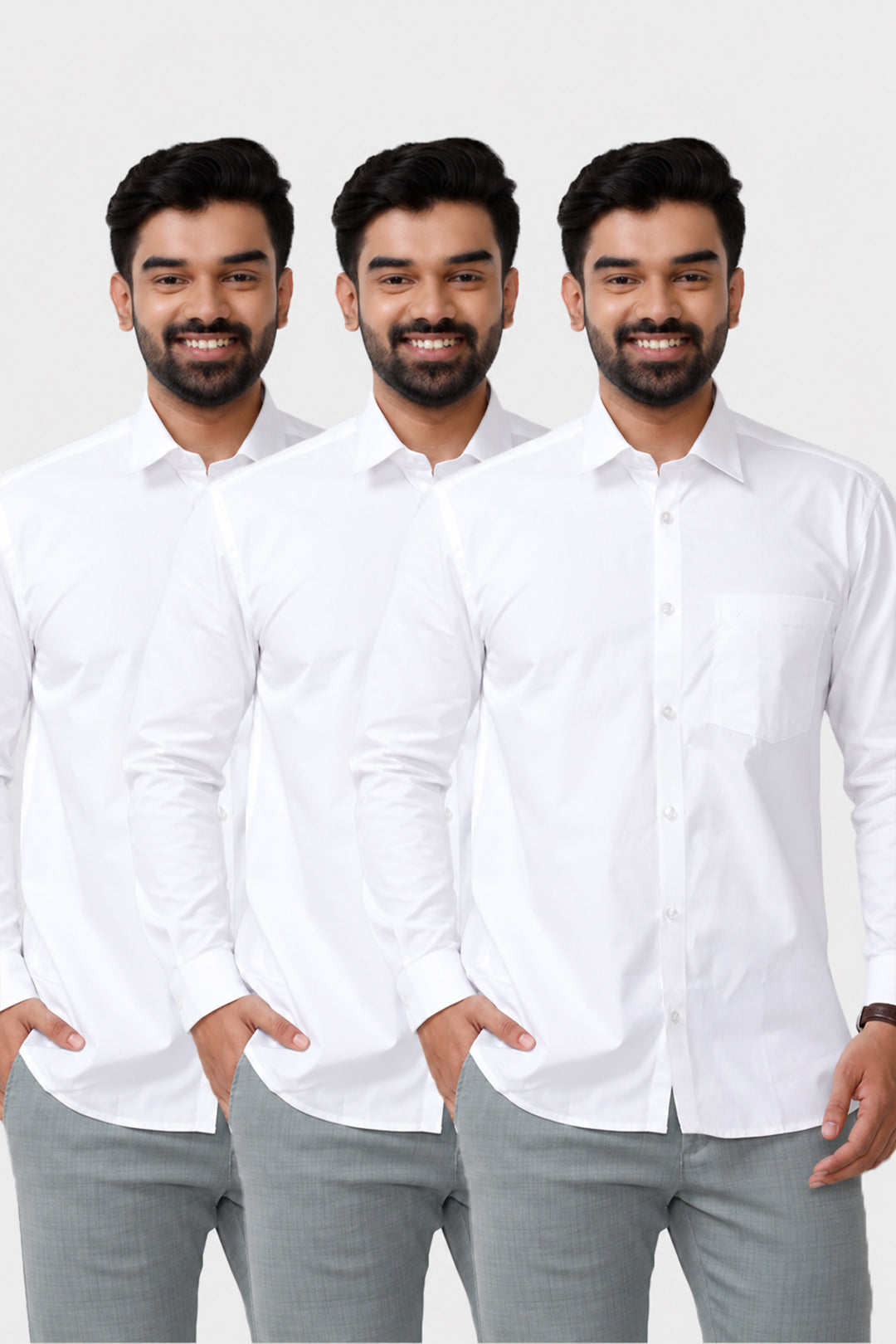 Triple Delight White Shirts - 3 Pcs Combo Pack
