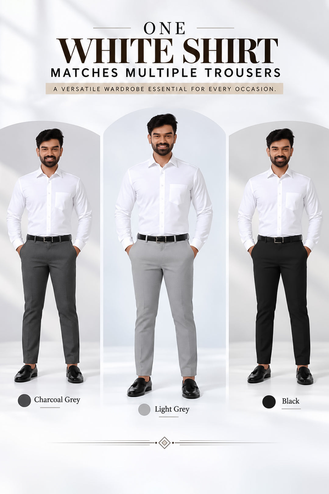 Triple Delight White Shirts - 3 Pcs Combo Pack