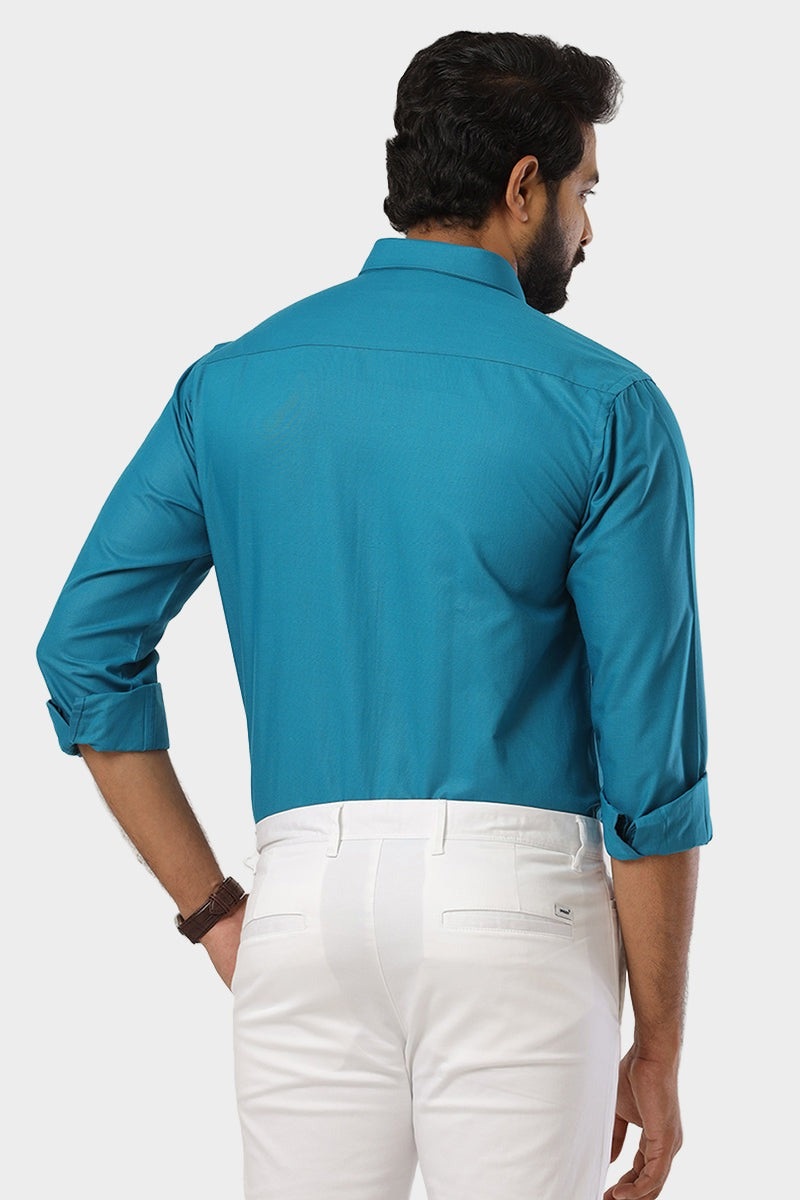 Super Soft - Dark Peacock Blue Formal Shirts for Men | Ariser