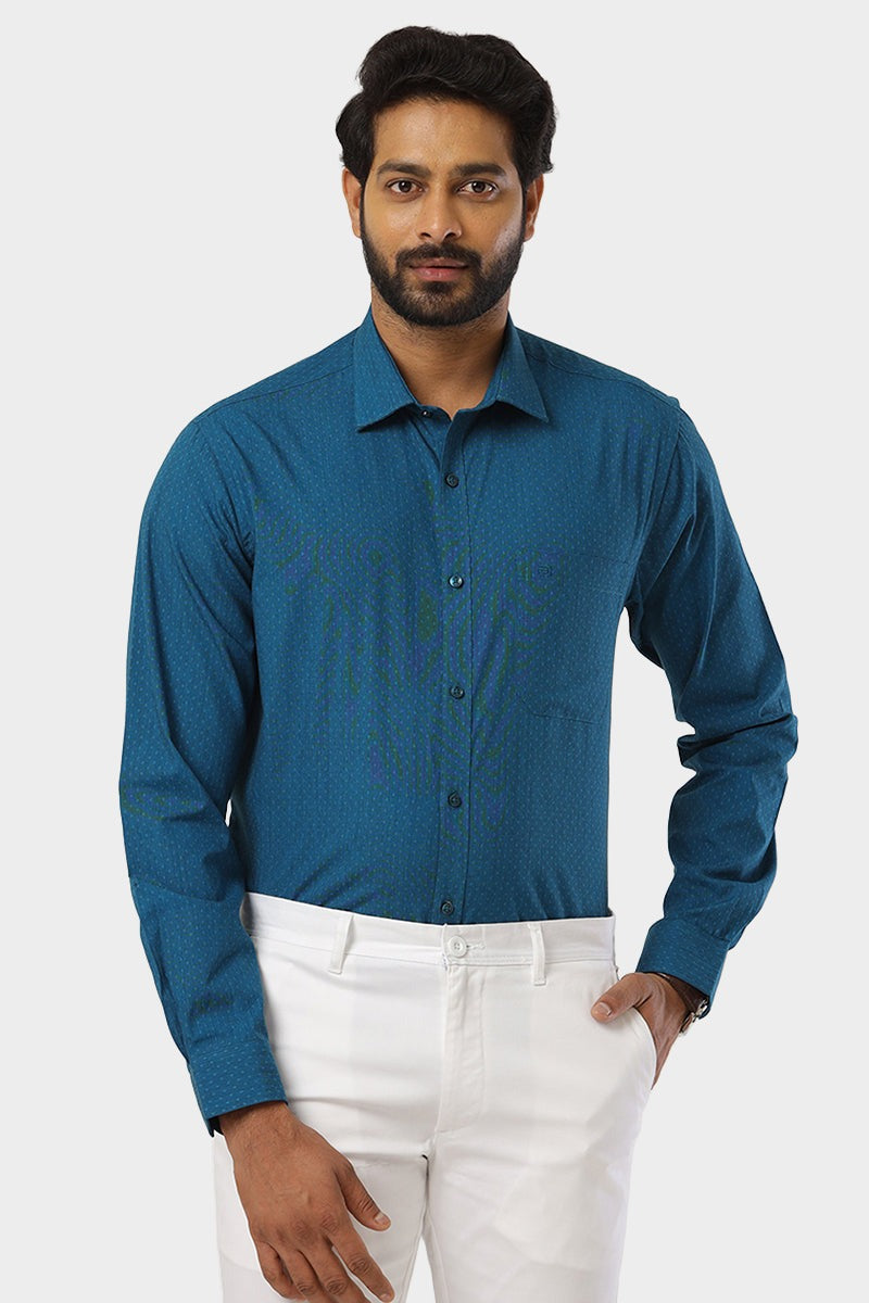 Orlando - Peacock Blue Casual Shirts for Men | Ariser