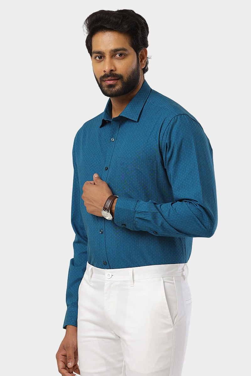 Orlando - Peacock Blue Casual Shirts for Men | Ariser