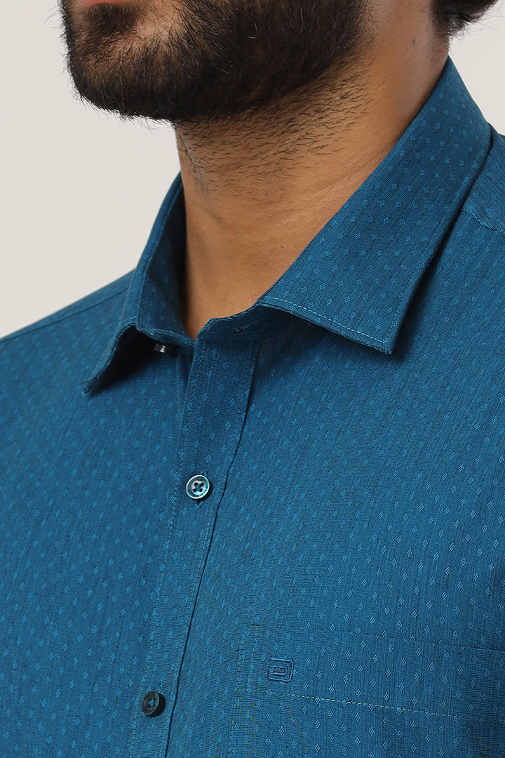 Orlando - Peacock Blue Casual Shirts for Men | Ariser