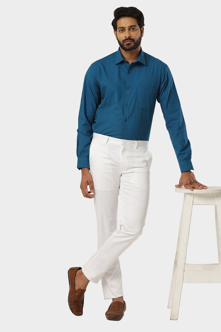 Orlando - Peacock Blue Casual Shirts for Men | Ariser