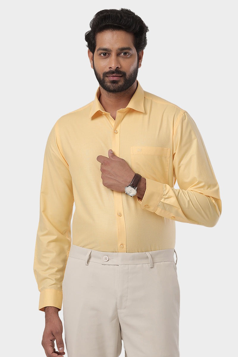 Super Soft -Light Yellow Formal Shirts for Men | Ariser