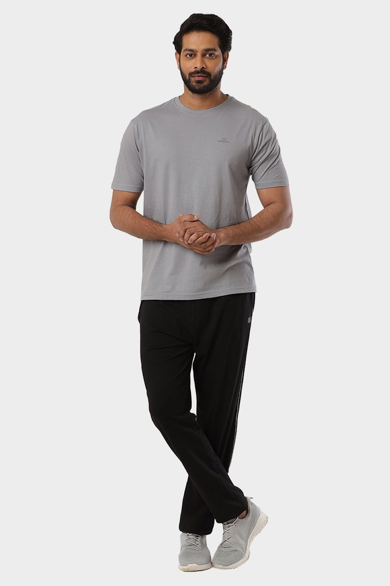 Round Neck - Iron Gray Solid T-Shirt For Men | Ariser