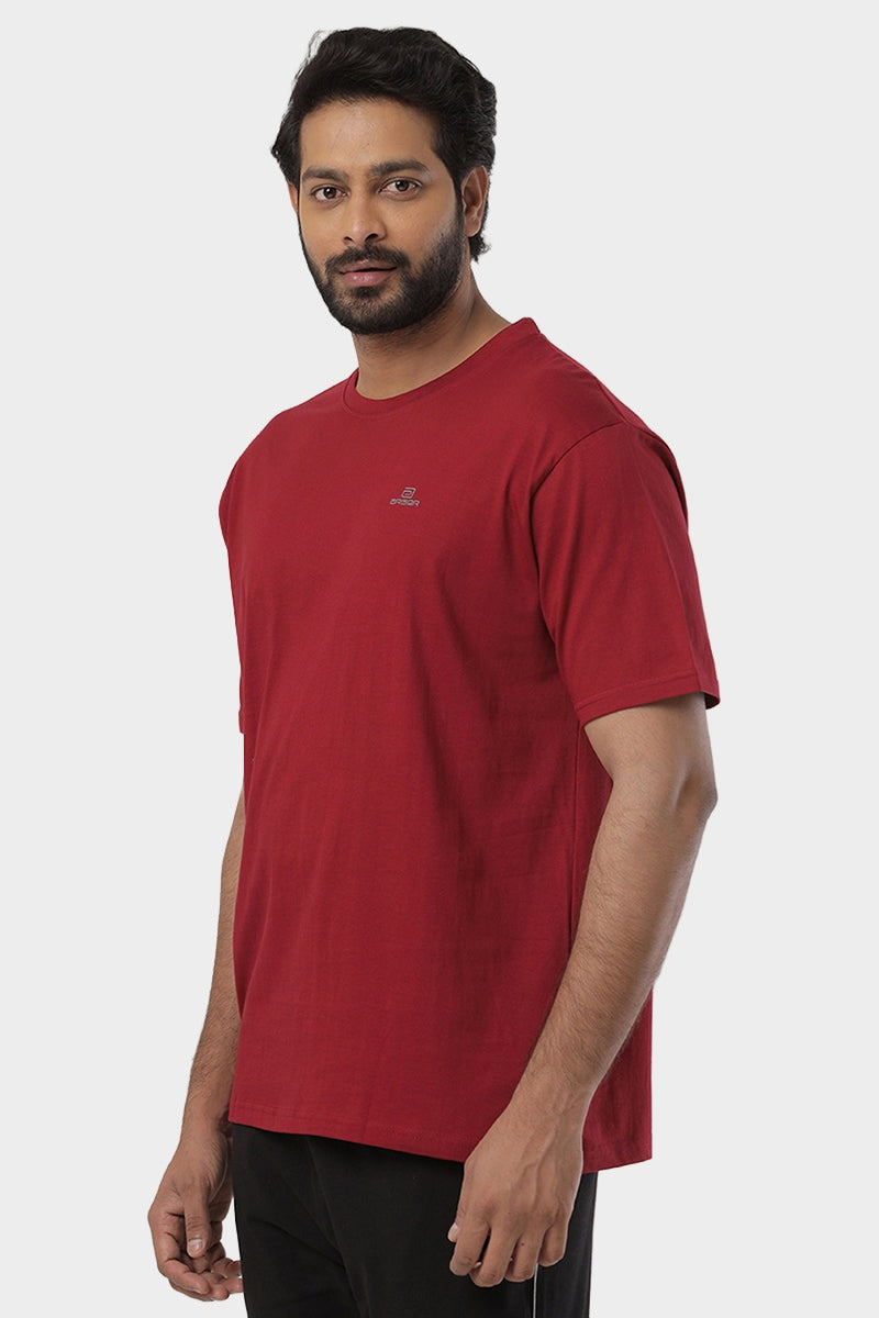 ARISER Maroon Color Round Neck Solid T-shirts For Men - TS25002
