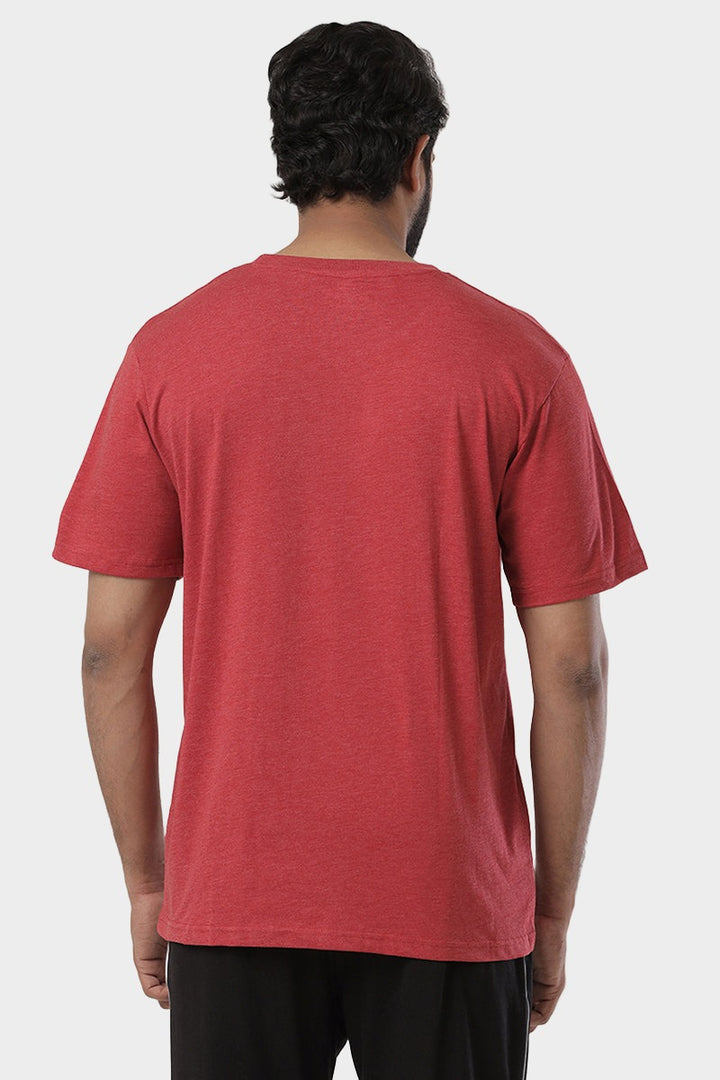 ARISER Red Melange Color Round Neck Solid T-shirts For Men - TS25007