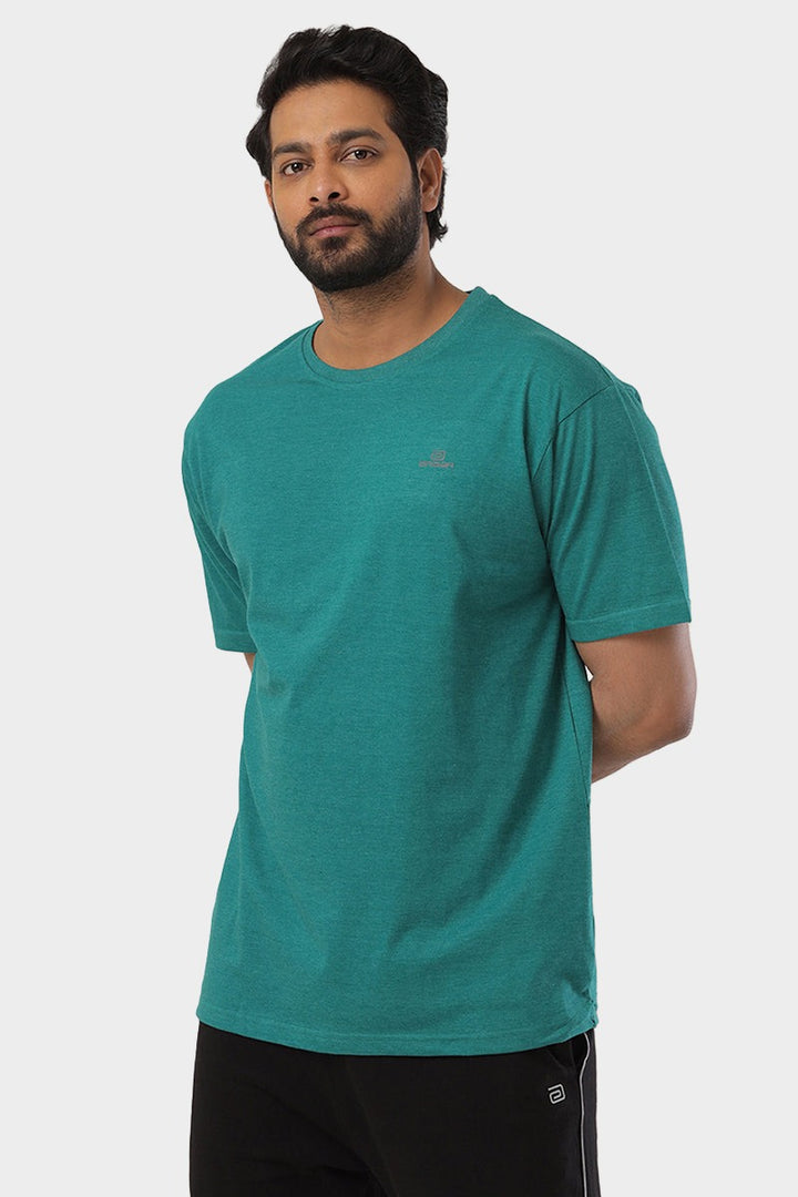 Round Neck - Teal Green Solid T-Shirts For Men | Ariser
