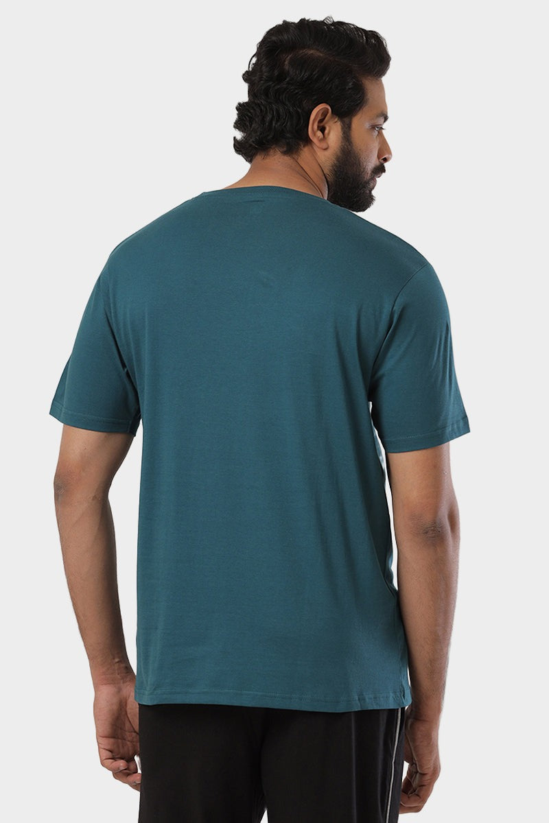 ARISER Dark Green Color Round Neck Solid T-shirts For Men - TS25022