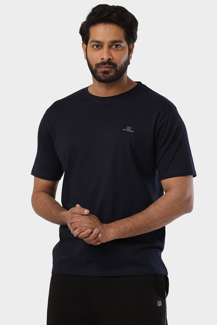 ARISER Denim Blue Color Round Neck Solid T-shirts For Men - TS25012
