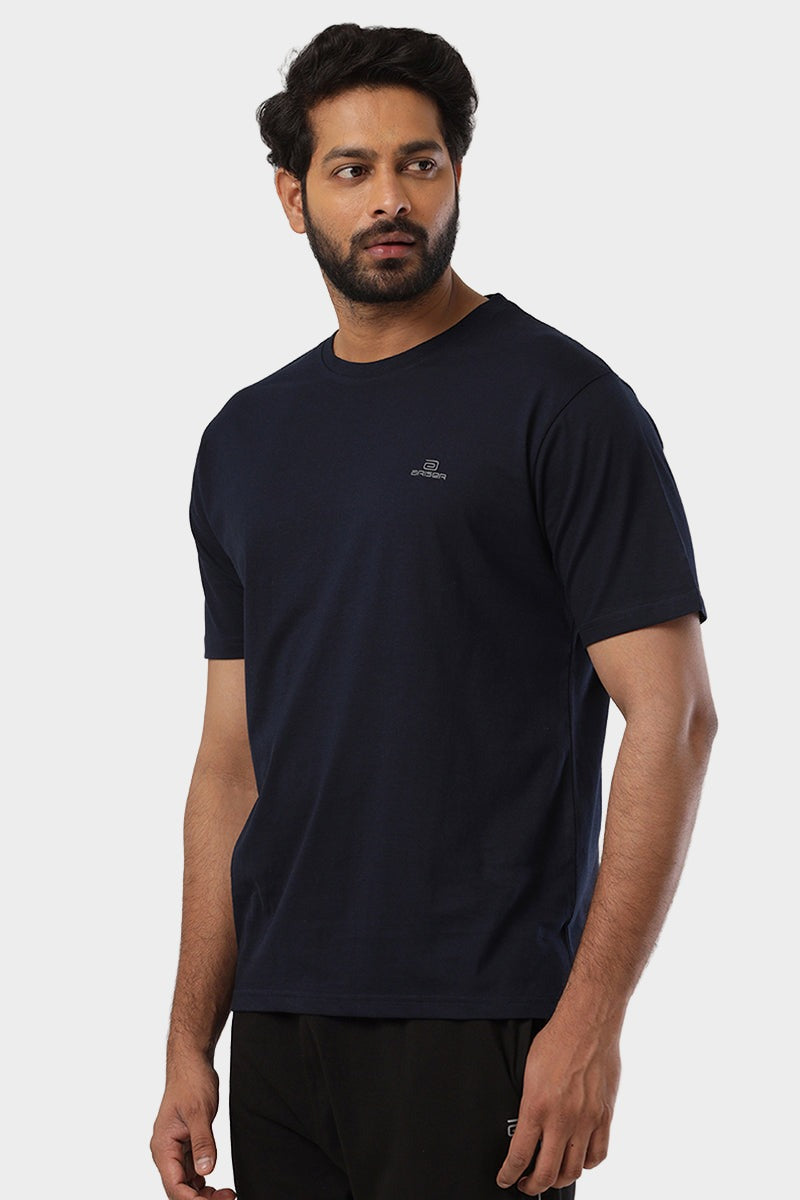 Round Neck - Dark Navy Solid T-Shirt For Men | Ariser