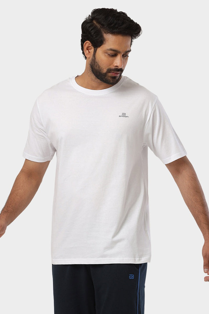 ARISER White Color Round Neck Solid T-shirts For Men - TS25006