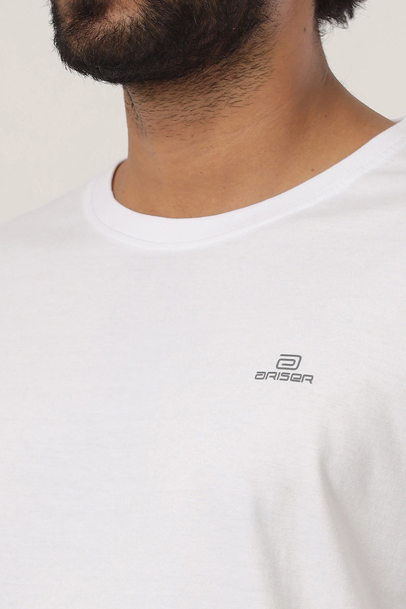 Round Neck - White Solid T-Shirts For Men | Ariser