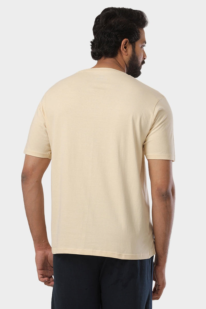ARISER Coral Peach Color Round Neck Solid T-shirts For Men - TS25018
