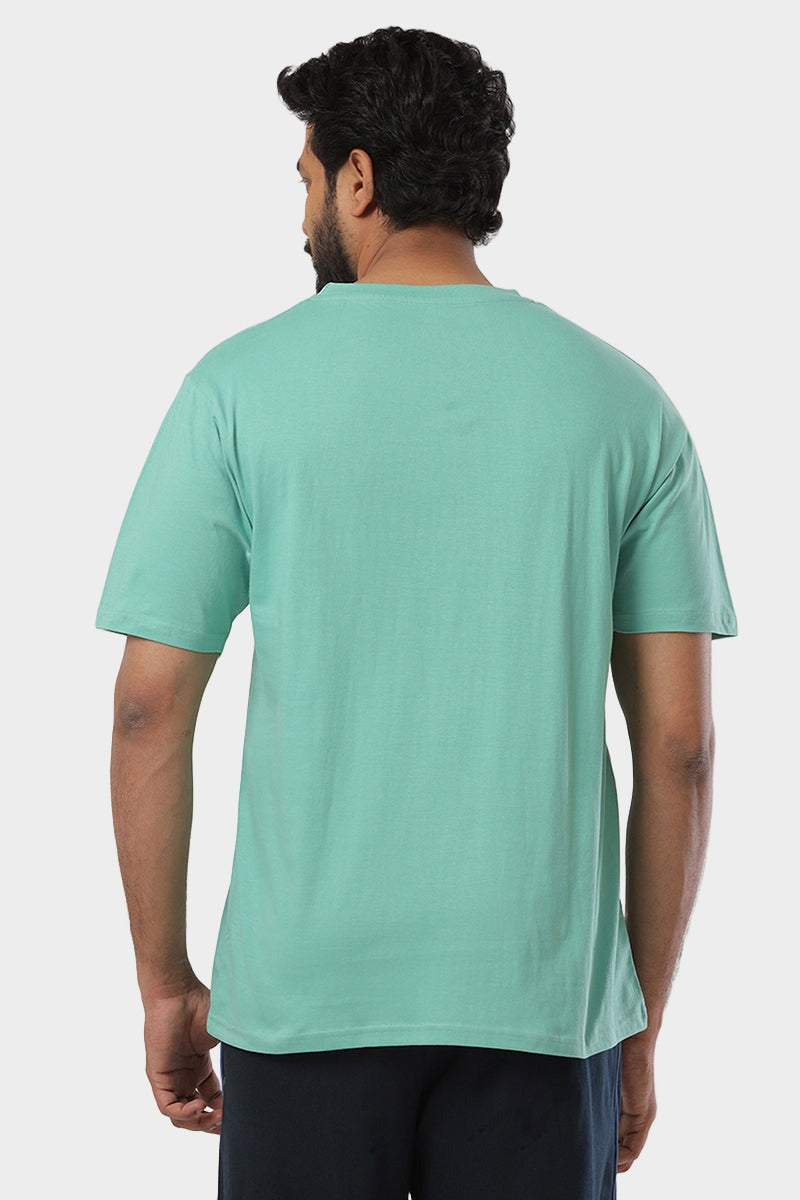ARISER Light Green Color Round Neck Solid T-shirts For Men - TS25013