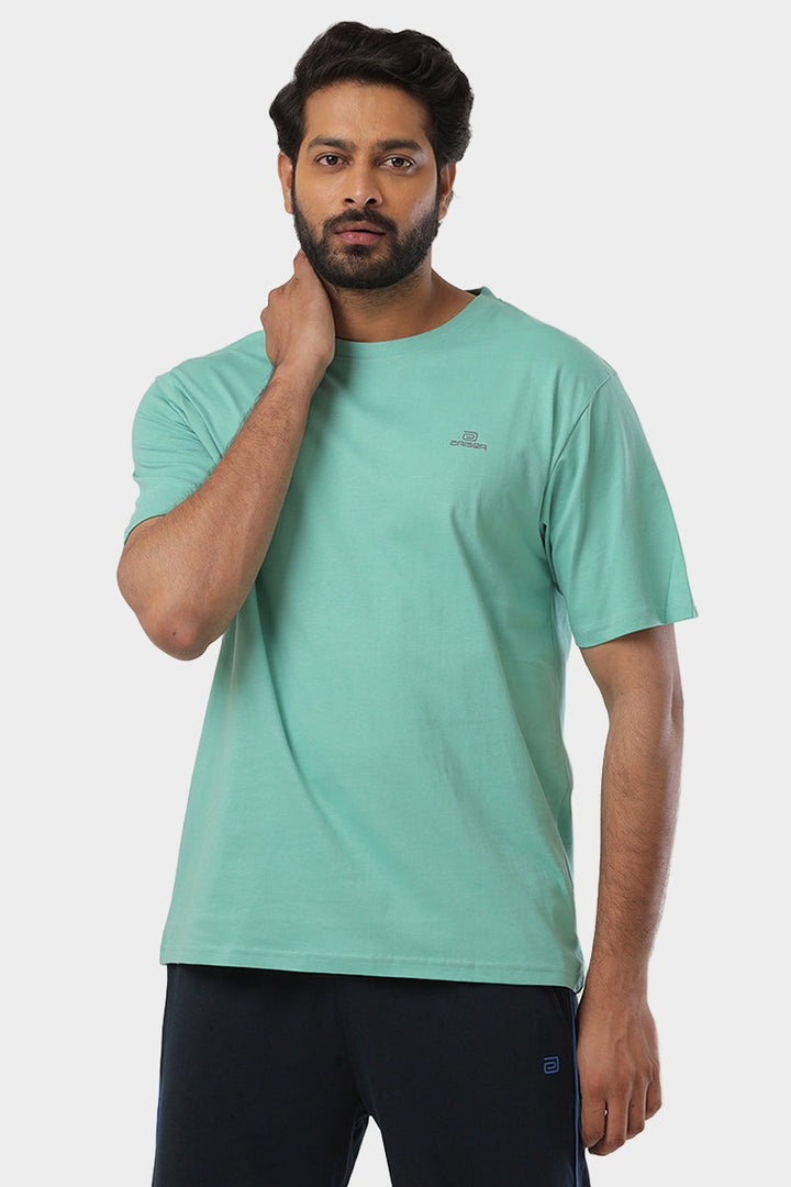 ARISER Light Green Color Round Neck Solid T-shirts For Men - TS25013