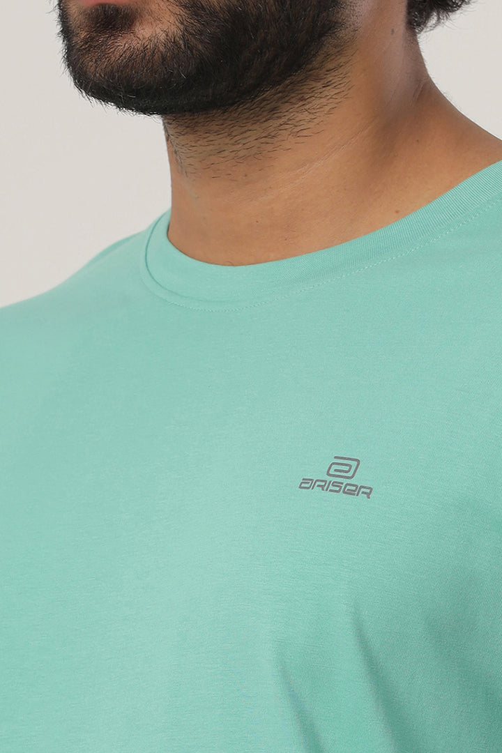 Round Neck - Light Green Solid T-Shirts For Men | Ariser