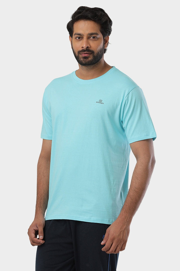 Round Neck - Pastel Green Solid T-Shirts For Men | Ariser