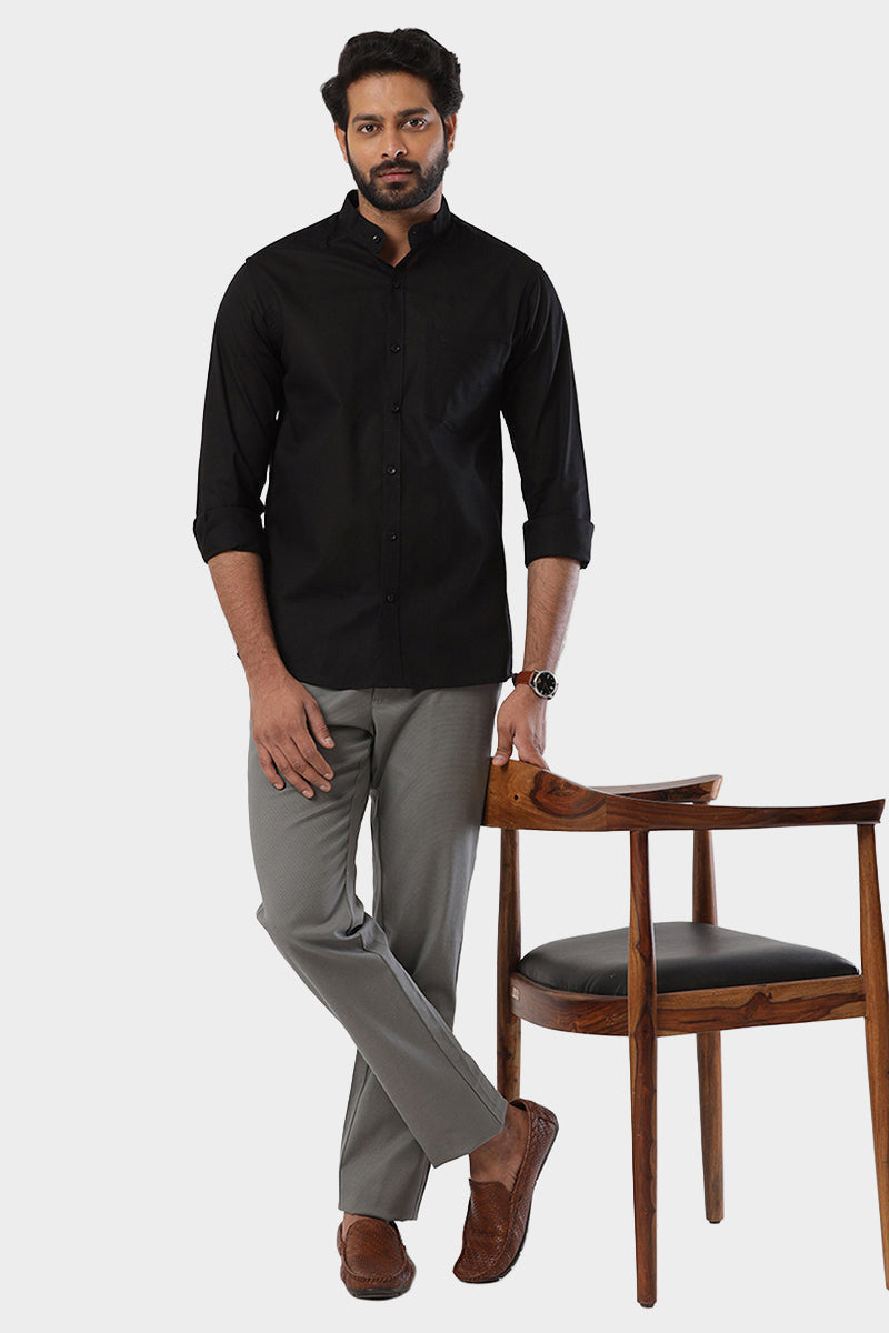 Neo - Pure Black Formal Shirt For Men | Ariser