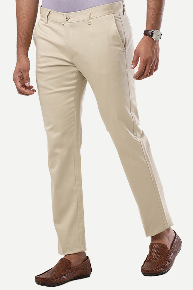 Basic Chino - Cream Trouser For Men | Ariser