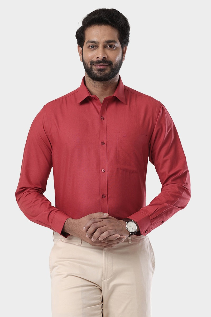 Super Soft - Dark Red Formal Shirts for Men | Ariser