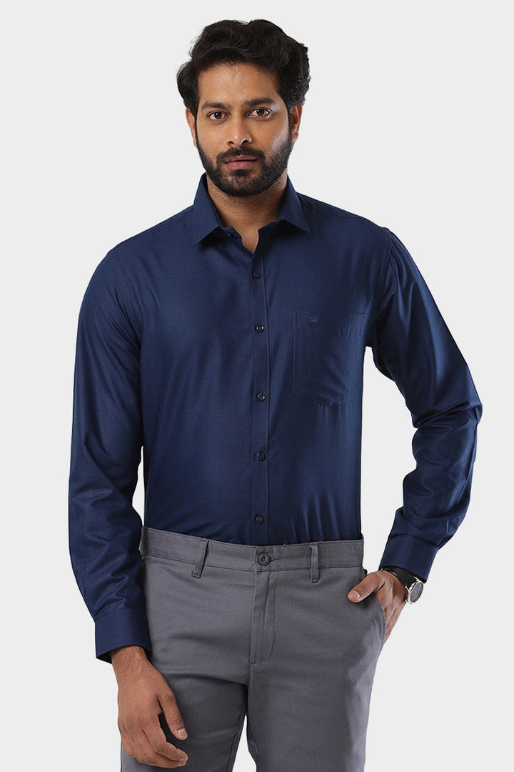 Super Soft - Dark Navy Blue Formal Shirts for Men | Ariser