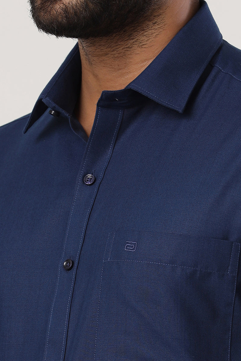 Super Soft - Dark Navy Blue Formal Shirts for Men | Ariser