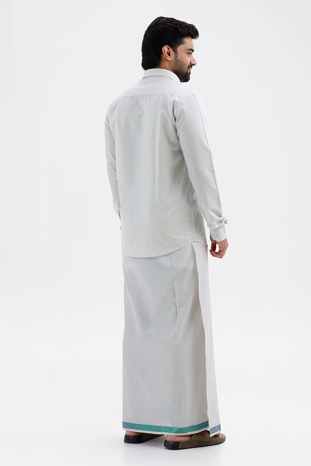 Men's Jari Single Dhoti Tissue Set with Spirit Shirt
