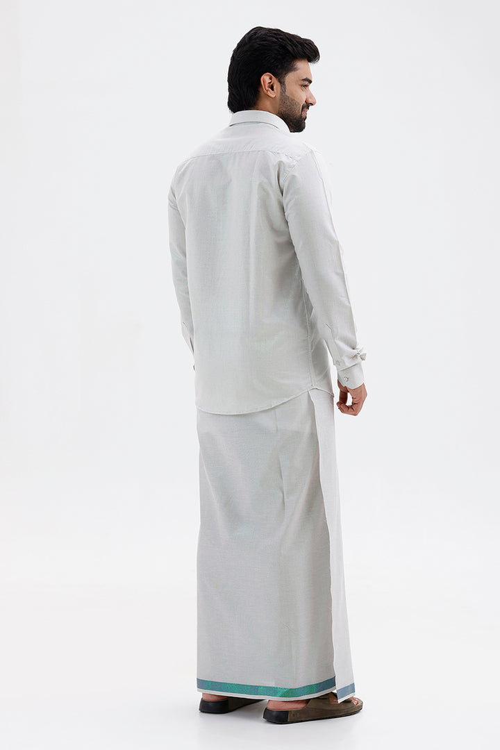 Men's Jari Single Dhoti Tissue Set with Spirit Shirt