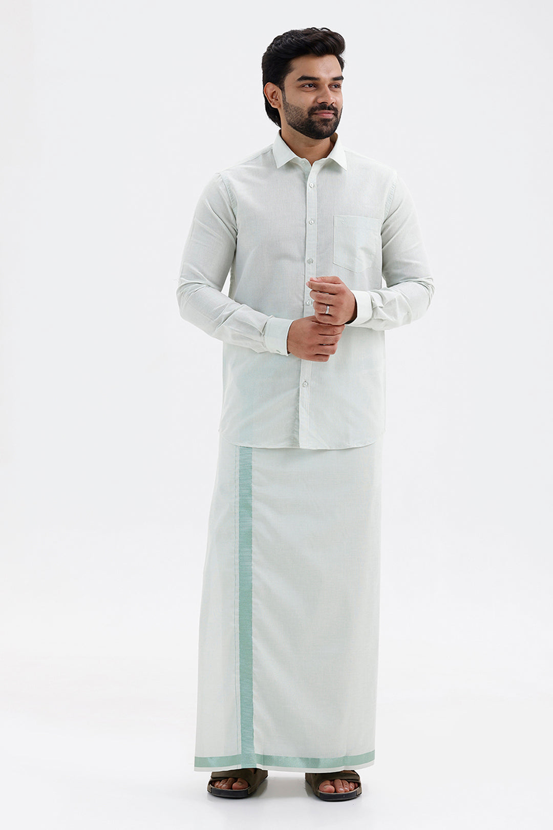 Men's Mint Shirt with Dhoti