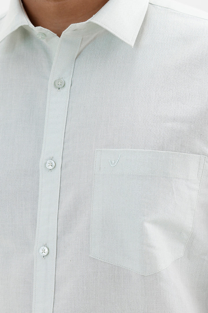 Men's Vaibhav Mint Shirt and Jari Single Dhoti Tissue Set