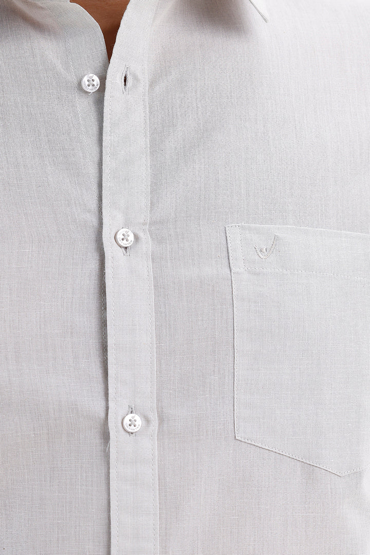 Men's Vaibhav Steel Grey Shirt and Jari Single Dhoti Tissue Set