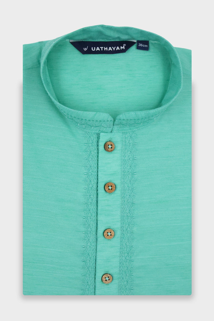 Jalore Kurta + Korra Double Layered Dhoti Set For Men (Peacock Design) | Uathayam