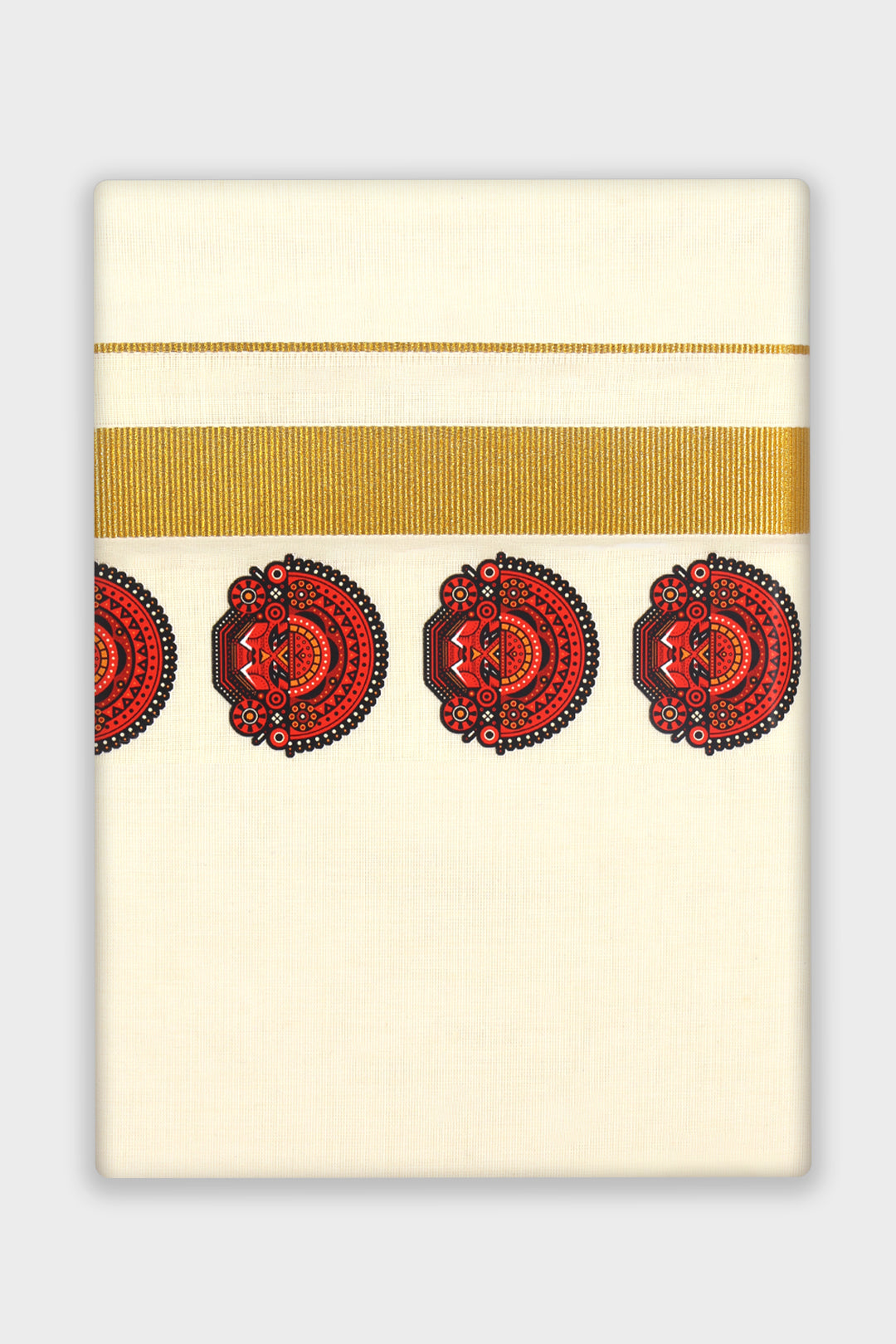 Jalore Kurta + Korra Double Layered Dhoti Set For Men (Theyyam Art Design) | Uathayam