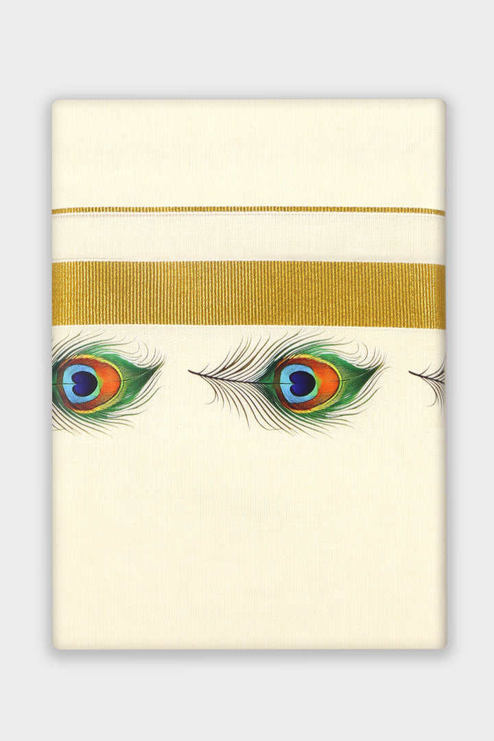 Jalore Kurta + Korra Double Layered Dhoti Set For Men (Peacock Eye Design) | Uathayam
