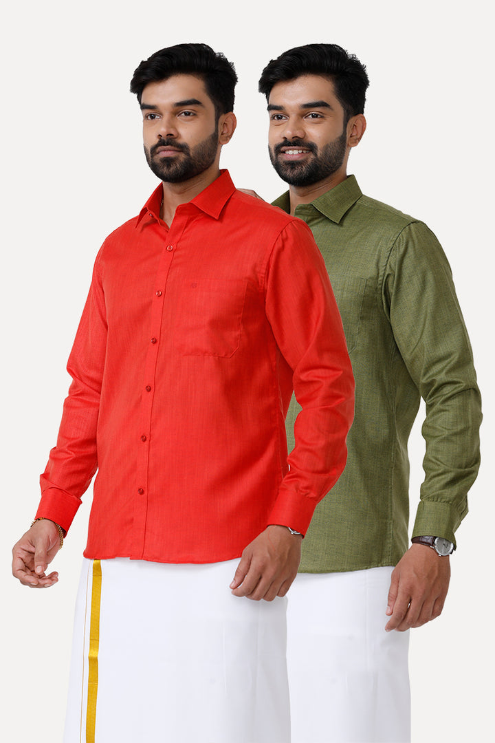 ARISER Vintage Cotton Rich Solid Formal Smart Fit Full Sleeve Trending Classic Shirt for Men (Pack of 2)