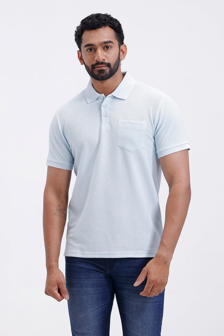 ariser waffle polo soft blue t-shirt men