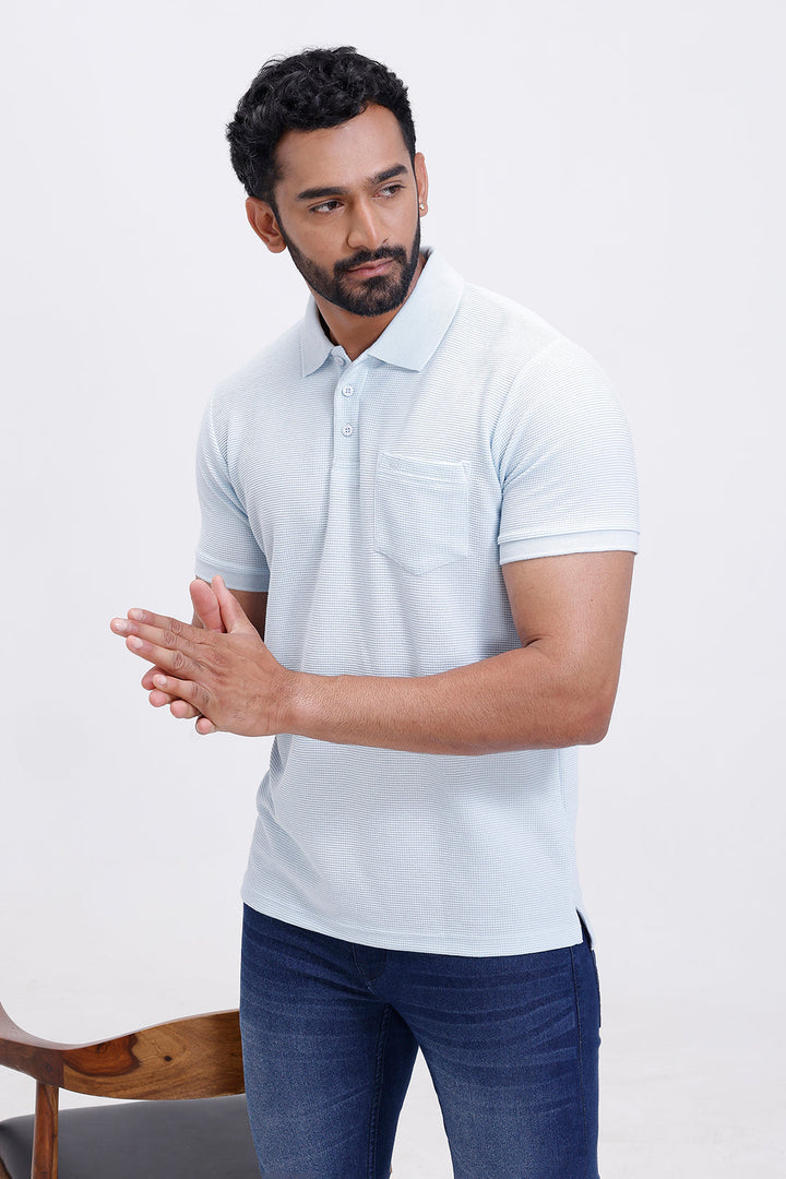 ariser casual waffle polo soft blue colour