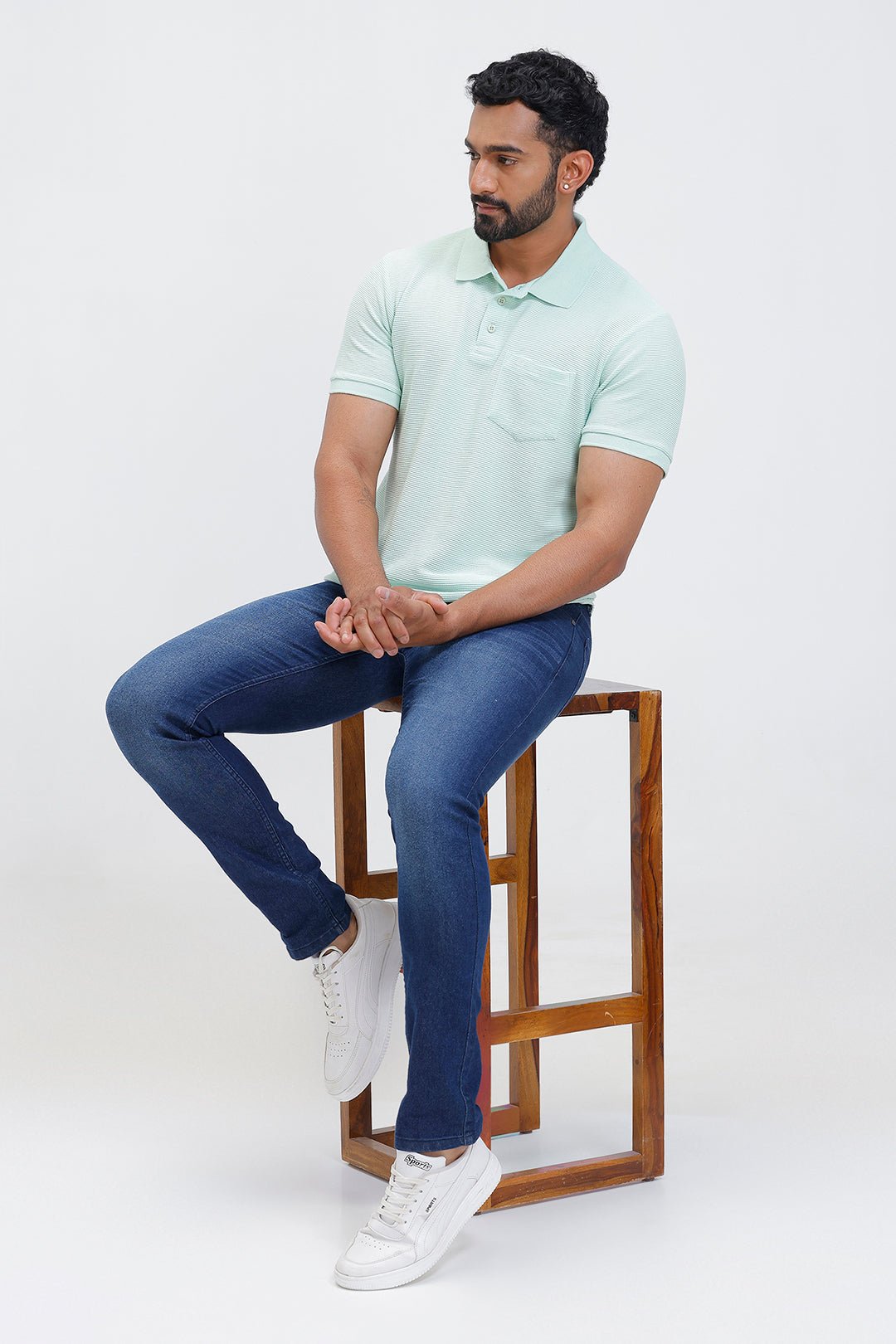 ariser short sleeve waffle polo fresh mint green