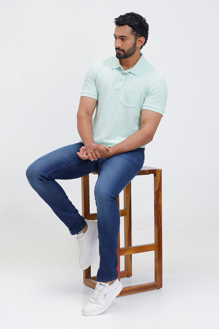 ariser short sleeve waffle polo fresh mint green