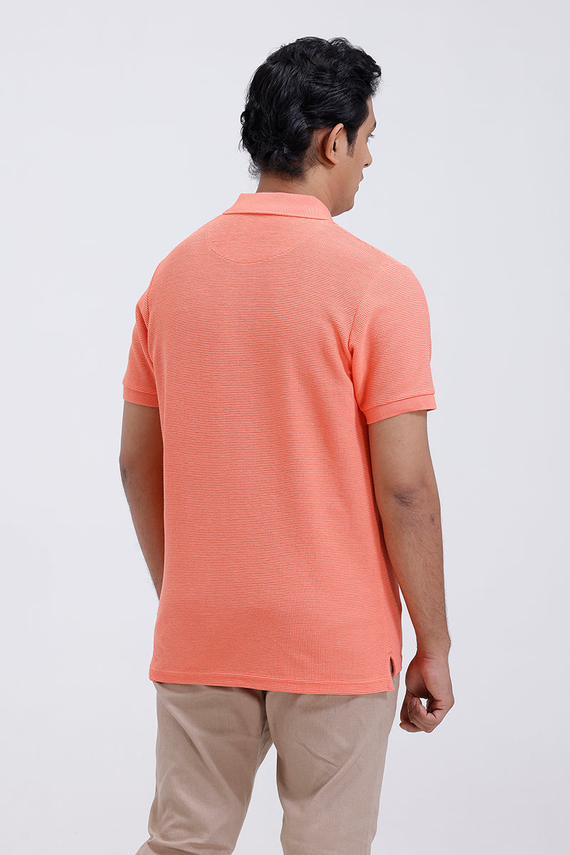 Men’s textured waffle polo T-shirt rear side