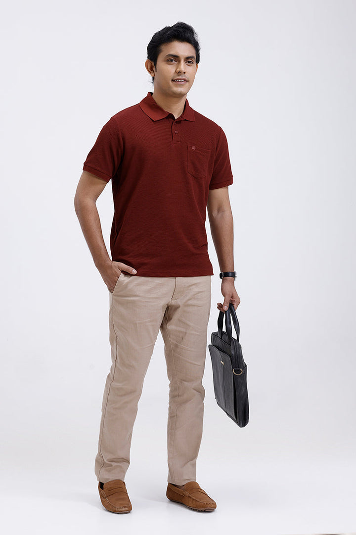 Ariser men daily wear waffle polo maroon