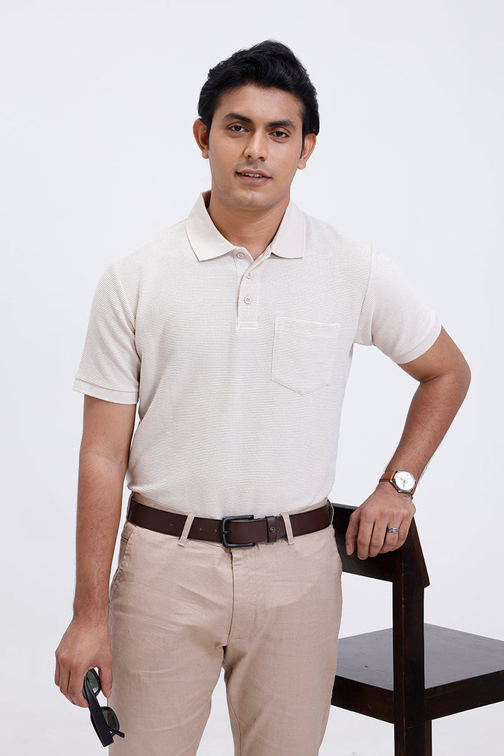 ariser casual waffle polo cream colour