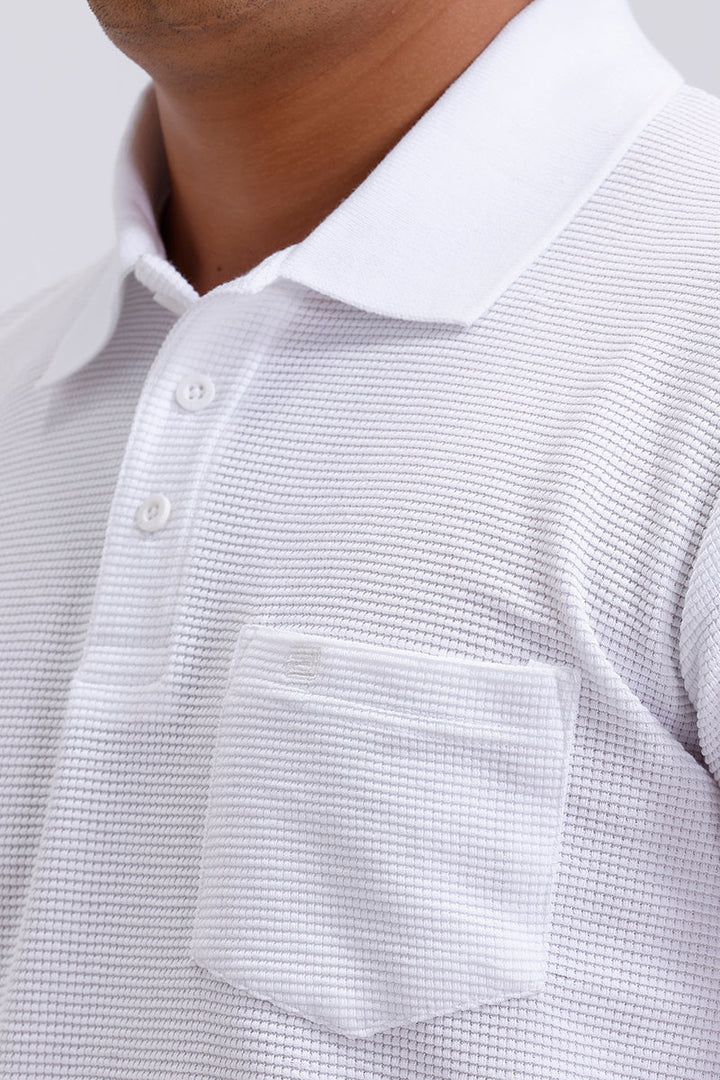 snow white waffle polo t-shirt for men