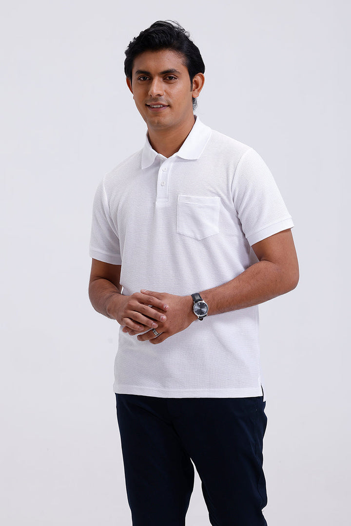 ariser waffle polo snow white t-shirt men