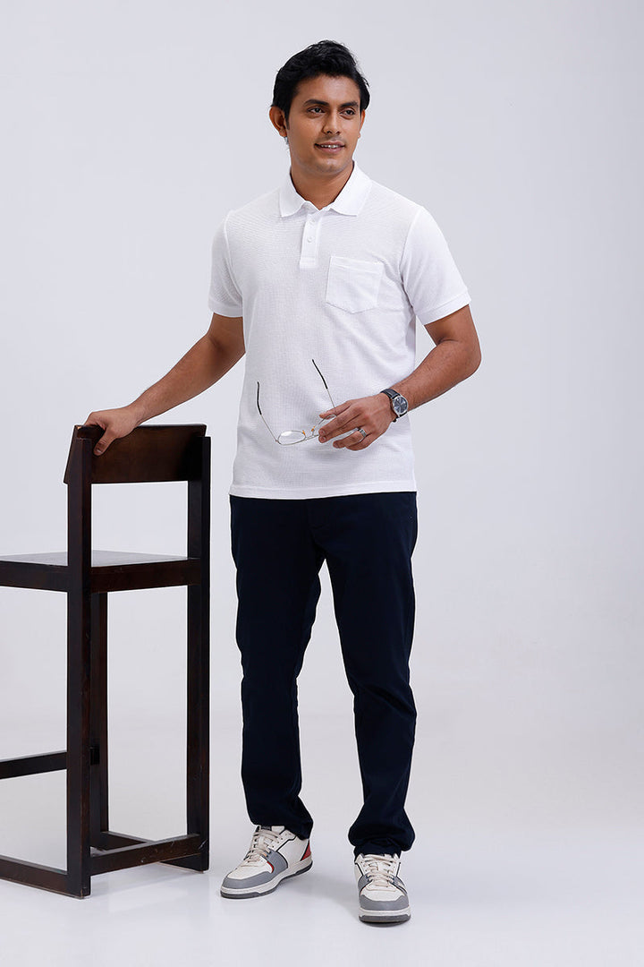 men snow white waffle polo t-shirt