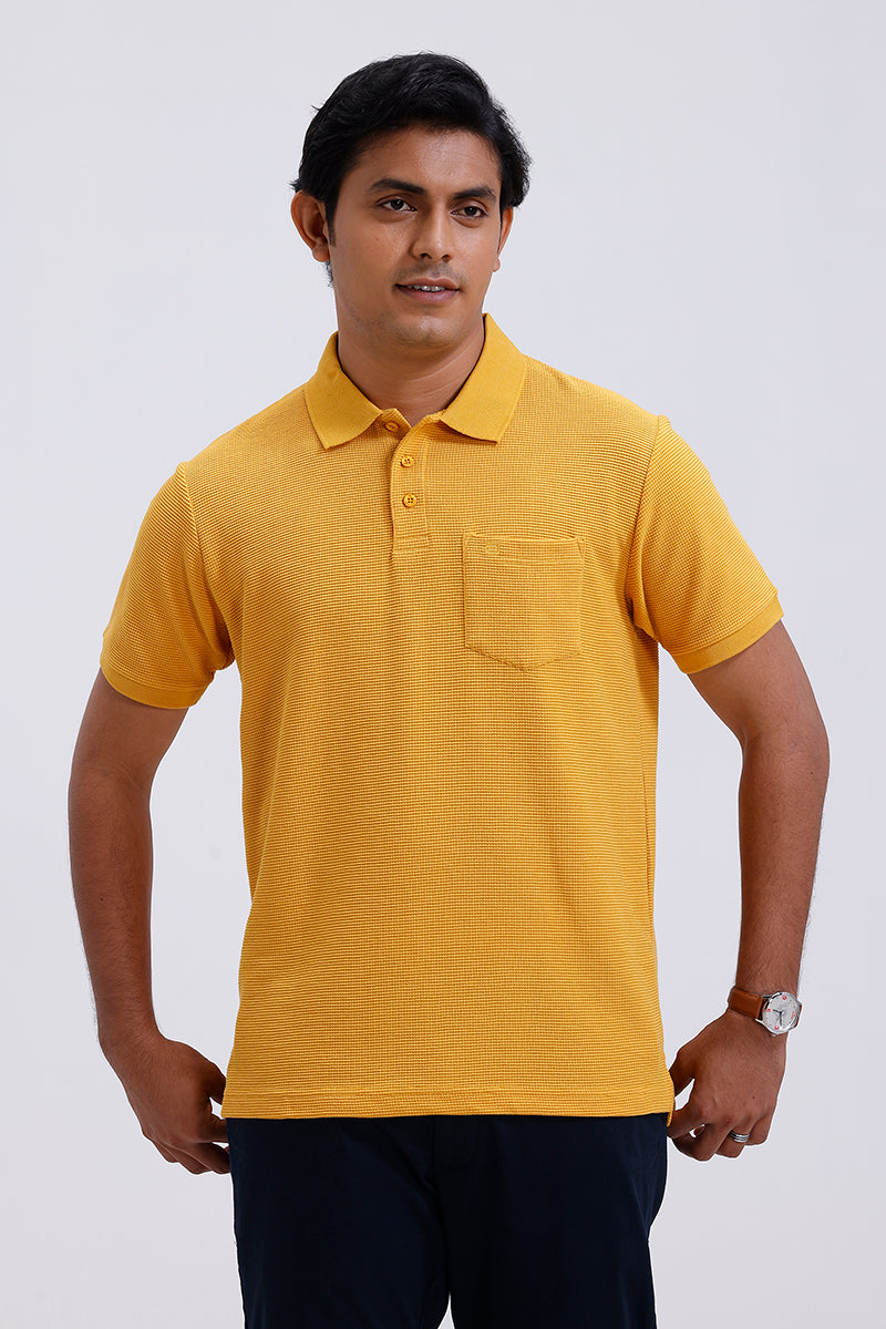 ariser waffle polo harvest gold t-shirt men