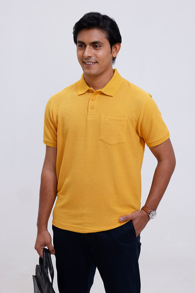 ariser casual waffle polo harvest gold colour