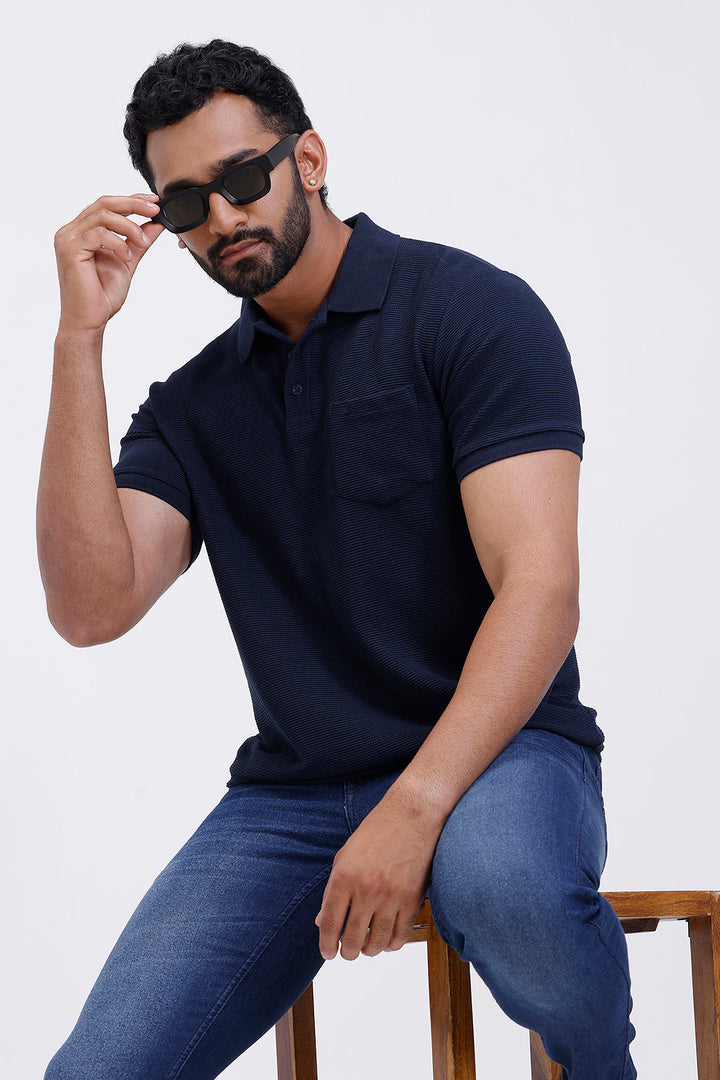 ariser casual waffle polo classic navy blue colour