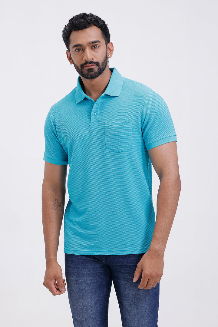 ariser waffle polo ocean mist t-shirt men